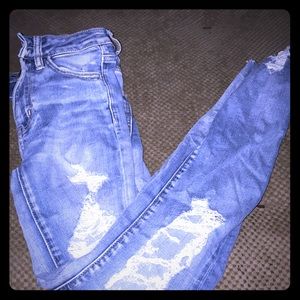 Ripped blue jeans
